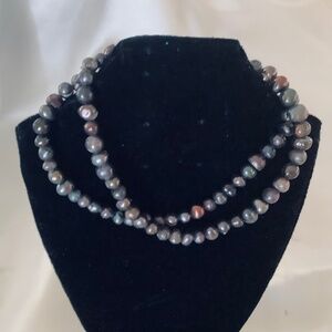 Two Black Freshwater Pearl Stretch Bracelets 6mm